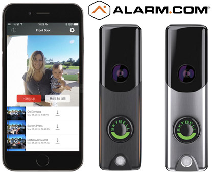 Amazing video doorbell with cell phone app by alarm.com, available from The Soundwave, in Lubbock, Texas.